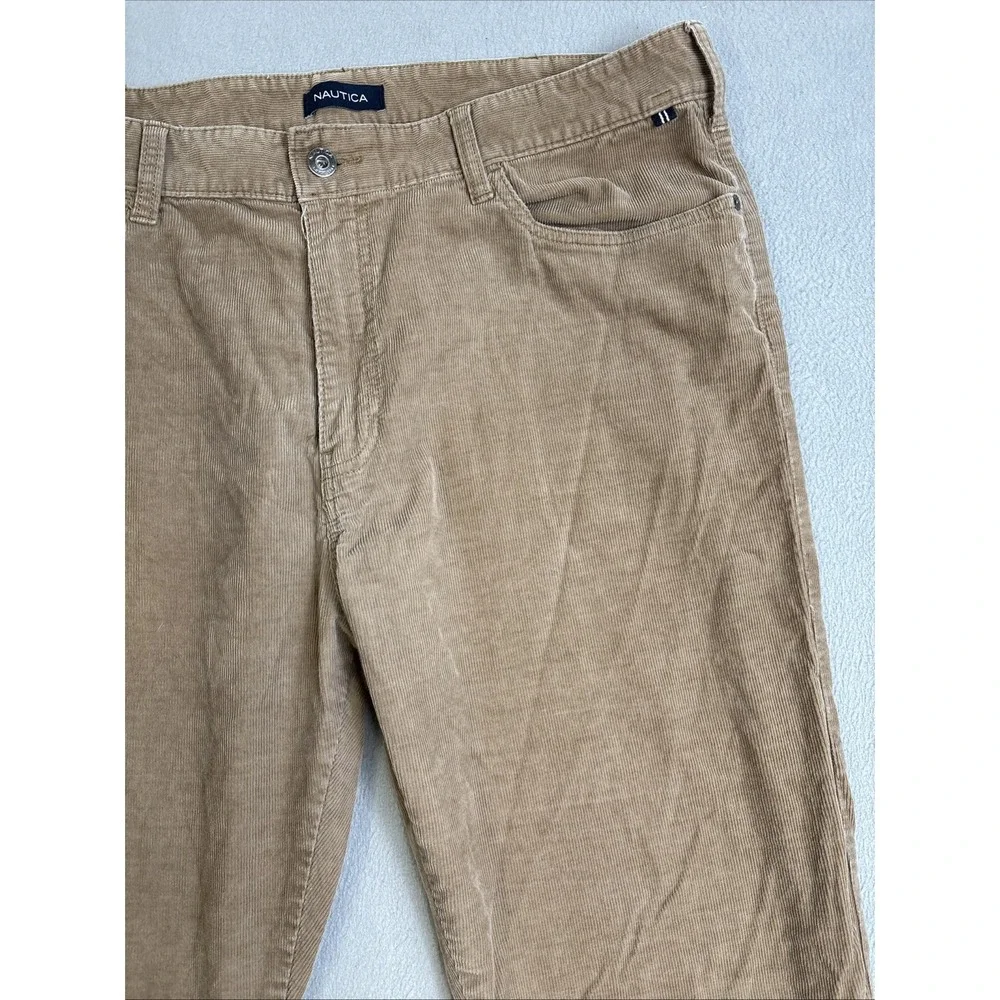 Nautica Pants Men's Size 38x32‎ Brown Corduroy Straight Fit Stretch Casual